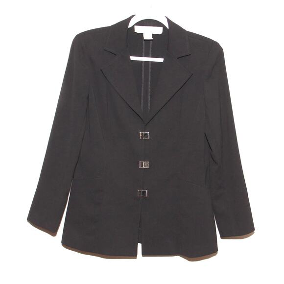 Doncaster Jackets & Blazers - Doncaster Snap Buckle Front Black Blazer Size 6
